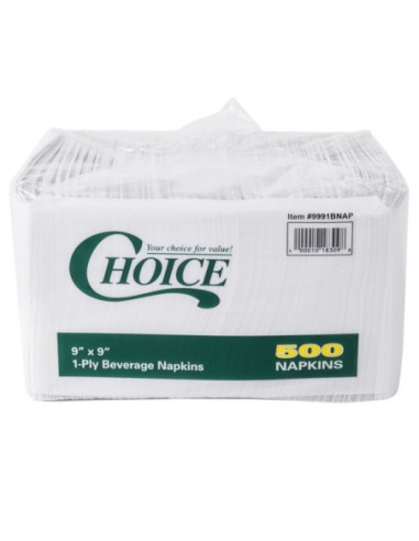 1-Ply White Beverage Cocktail Napkins 4000/Case