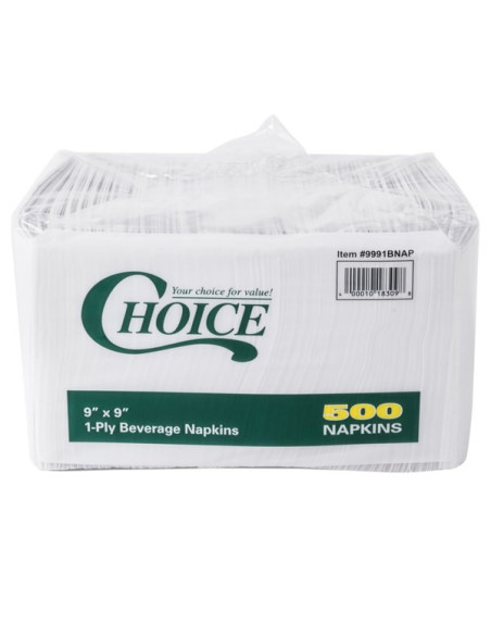 1-Ply White Beverage Cocktail Napkins 4000/Case