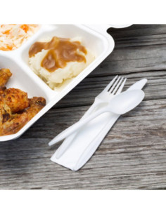 Medium Weight White Wrapped Plastic Cutlery 4 Set with...