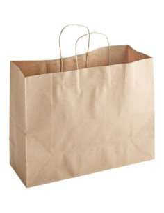 18" x 7" x 19" Natural Kraft Paper Shopping Bag with... 2